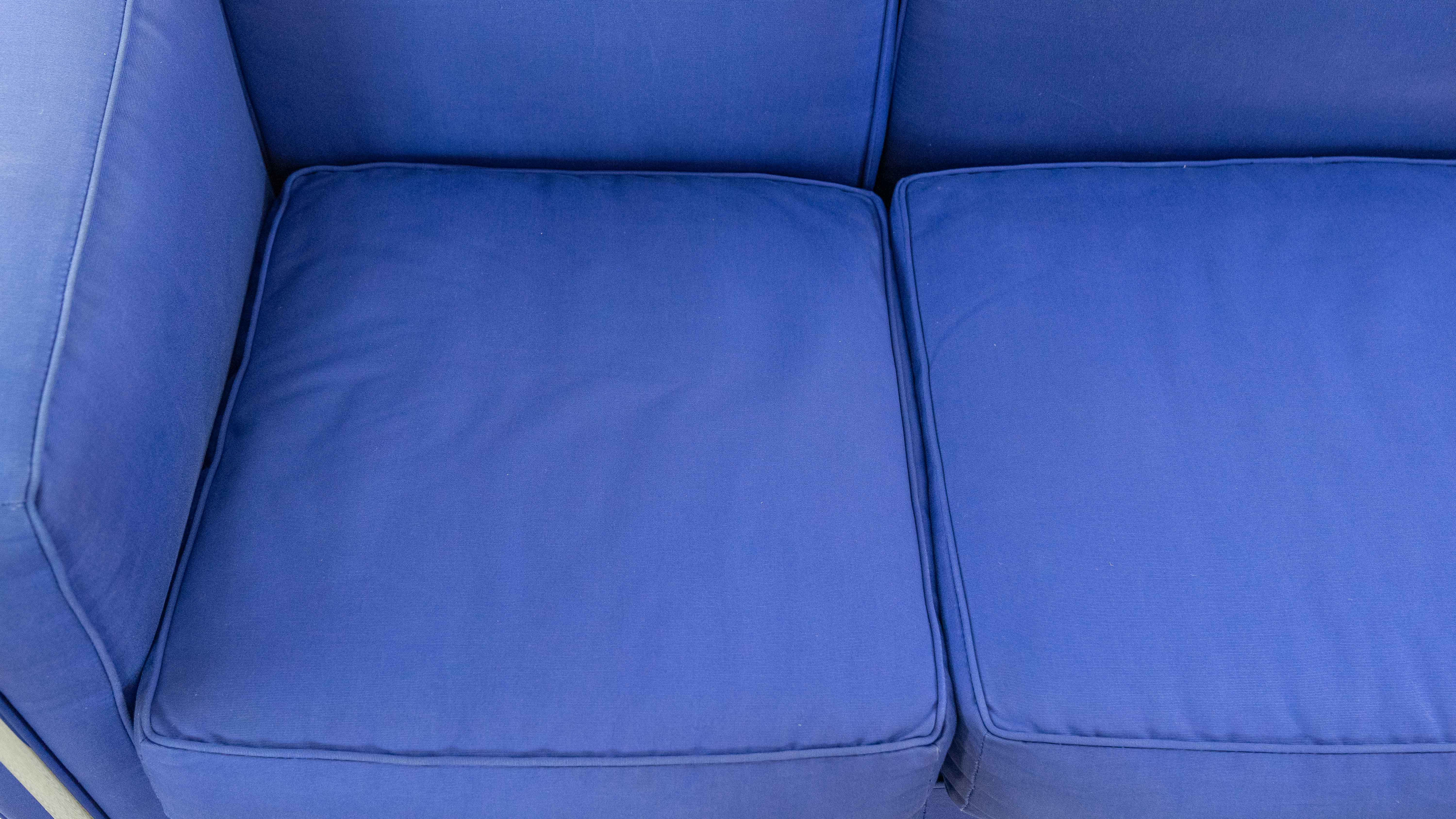 Cassina LC2 3seat Sofa by Charlotte Perriand, Le Corbusier and Pierre Jeanneret in blue fabrics