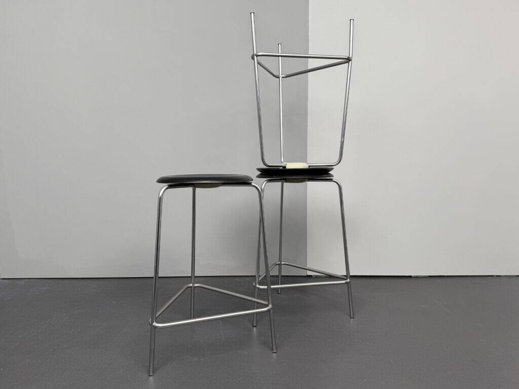 Set of 3 high Dot bar stools by Arne Jacobsen for Fritz Hansen, Denmark, 1968