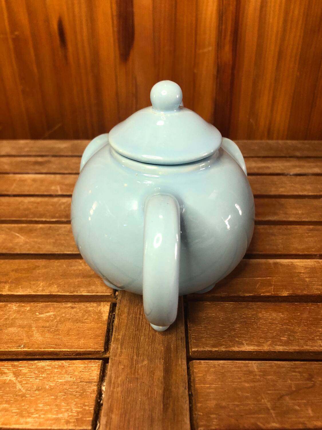 Old Teapot Elephant Shape Ceramic Sky Blue Vintage #A472b