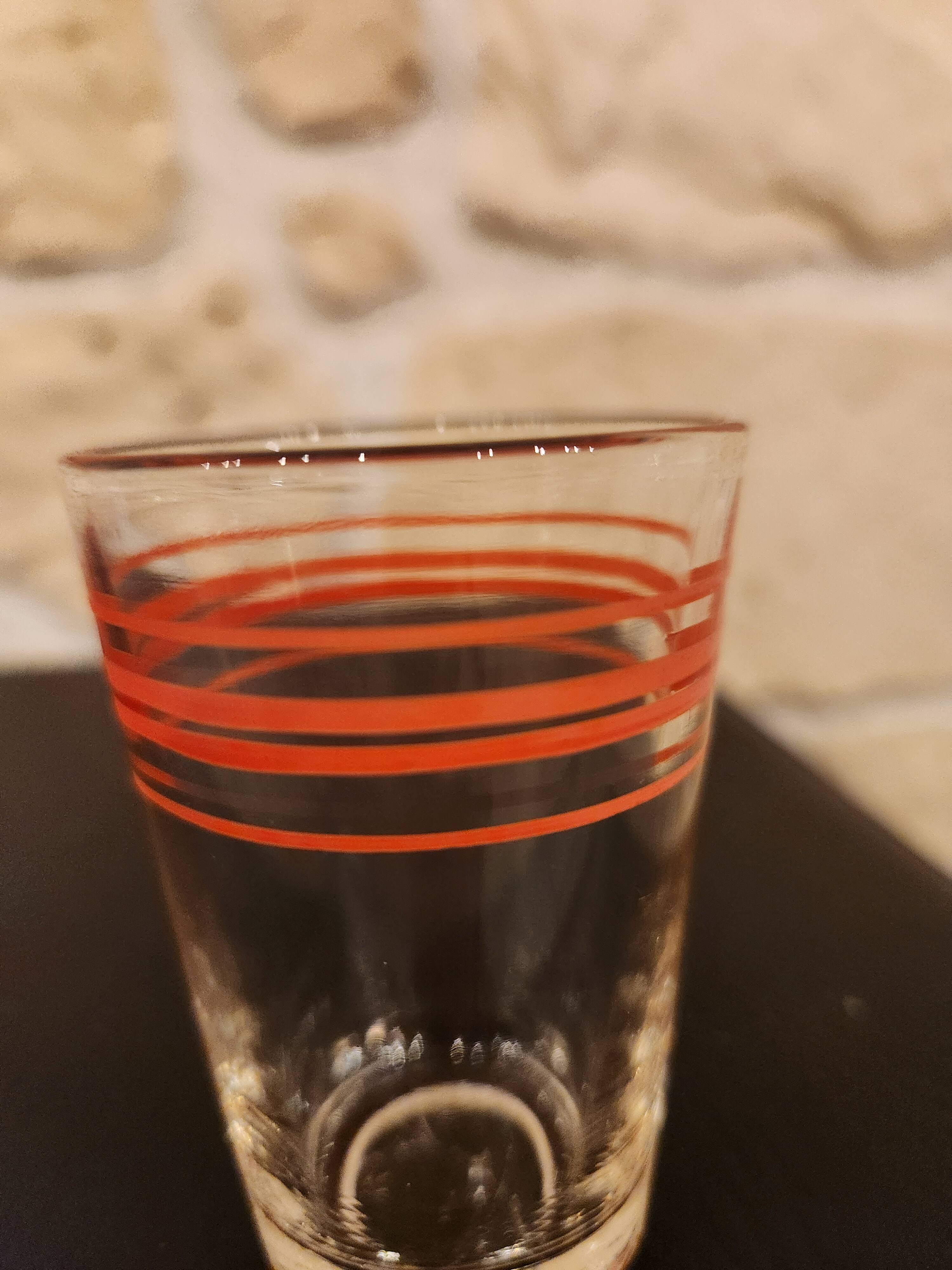 Lot de 10 verres vintage lignes rouges