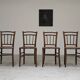 Set of 4 old Thonet style cane bistro chairs from the 1930s