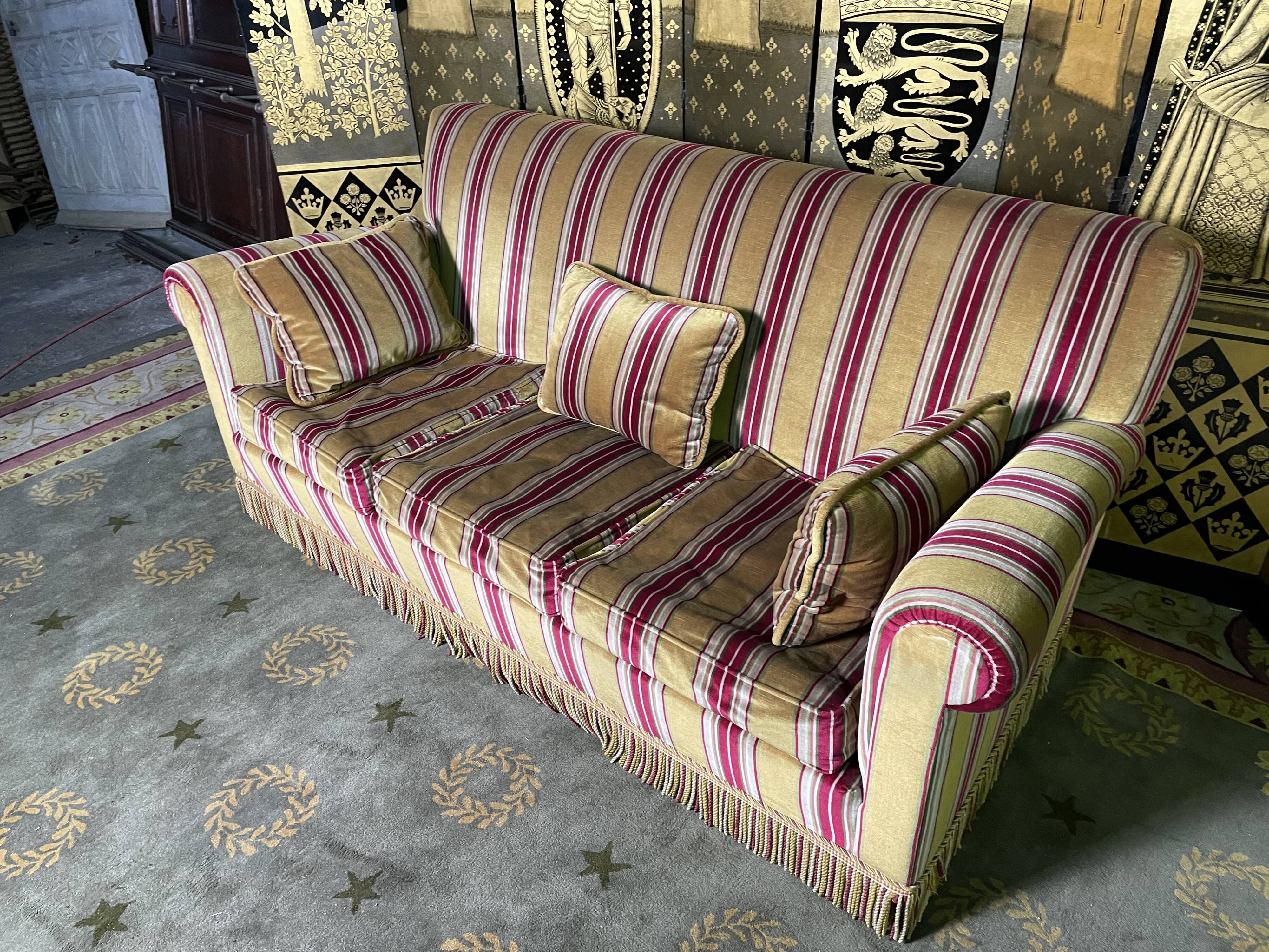 Canapé vintage 1970 velours rayé