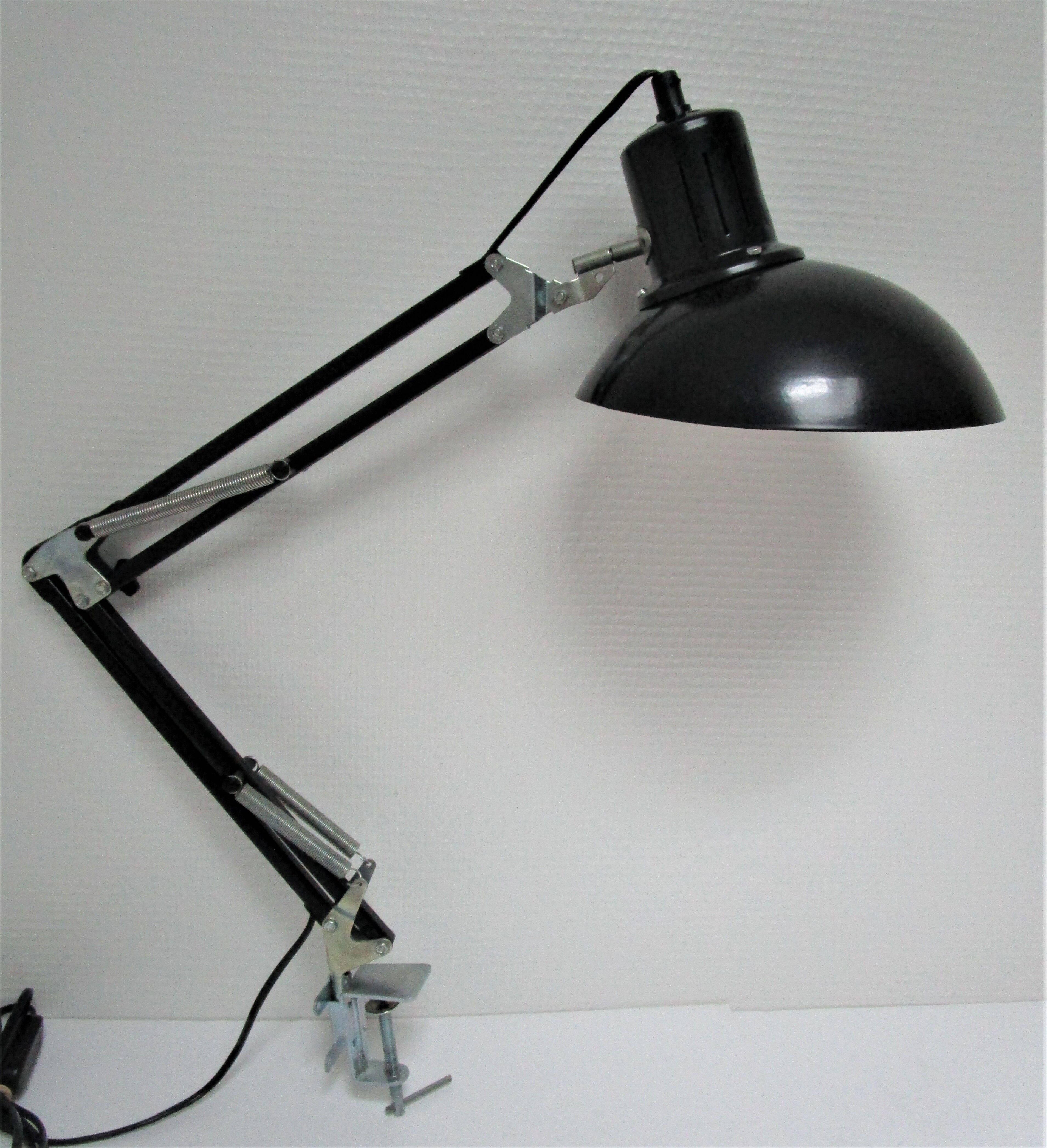 Lamp architect metal black design Aluminor vintage