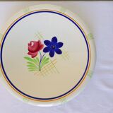 Vintage round-topped serving dish from the Gien factory, Robinson model, in porcelain