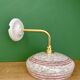 Vintage angled wall lamp with white clichy glass shade and red edging