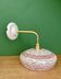 Vintage angled wall lamp with white clichy glass shade and red edging