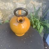 Gargoulette, Provençal jug in enamelled ceramic, vintage ochre color