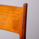 Series of 6 Danish chairs in Teak and Skai new, model 418 by Arne Vodder for Sibast 1960.