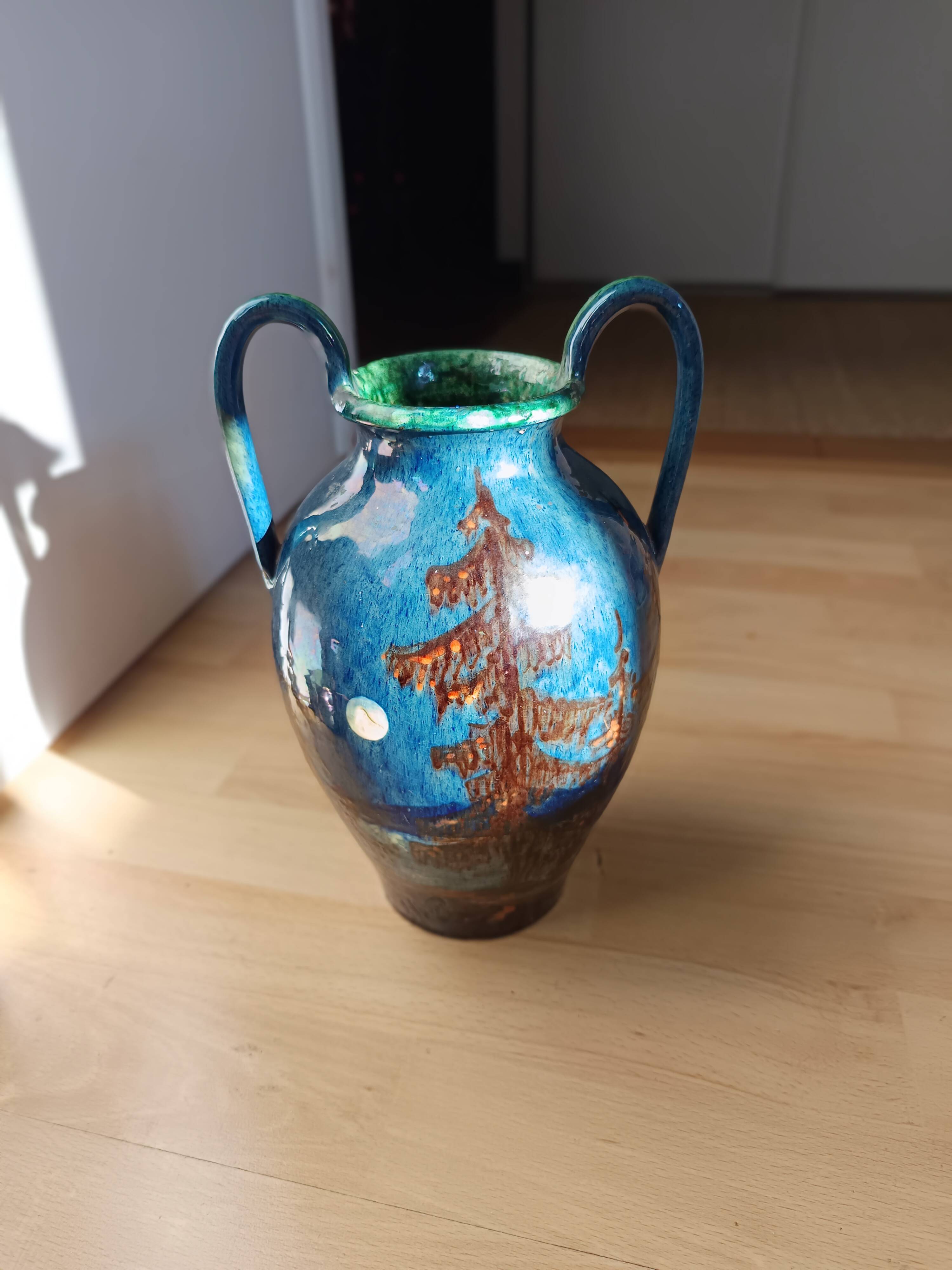 glazed ceramic vase 1920 signed François Sicard Vallauris