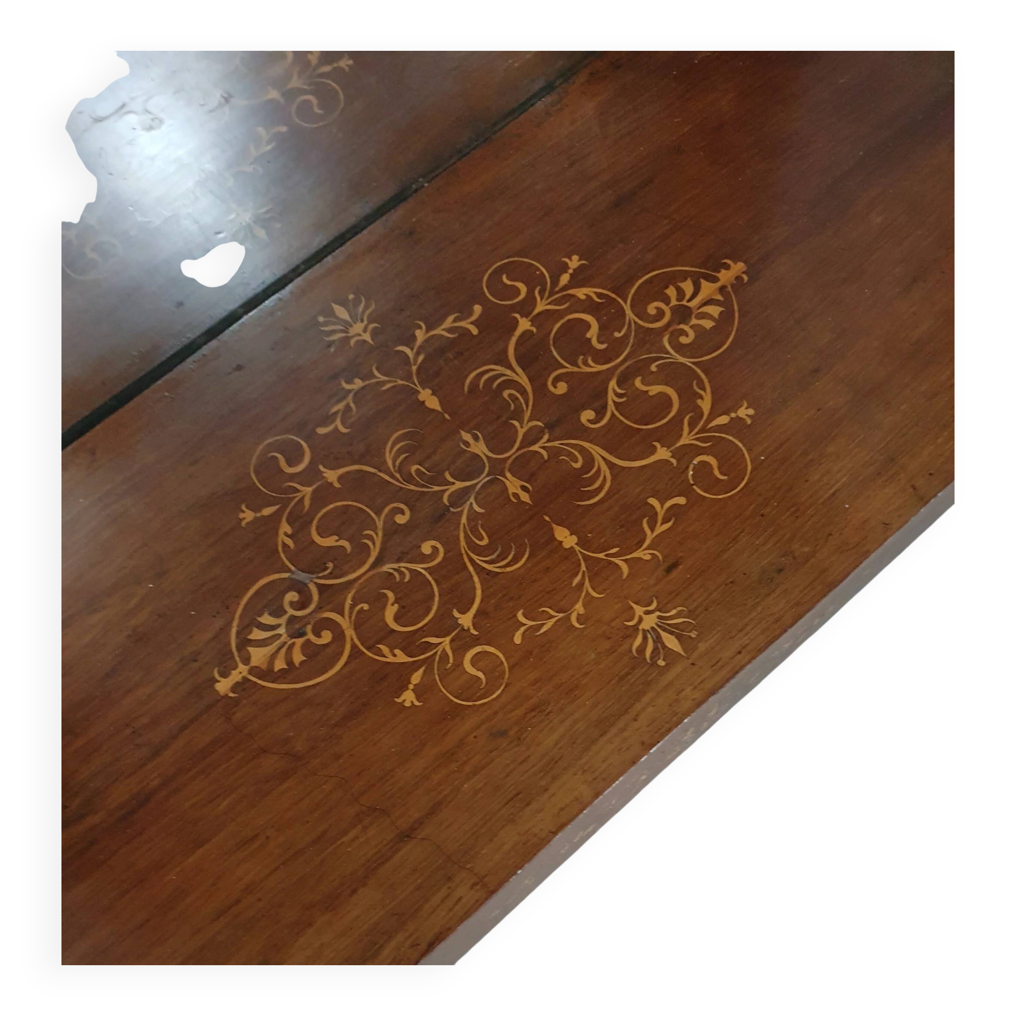Trumeau / table d'appoint français des années 1830 avec marqueterie de bois