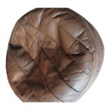 Pouf rond marron imitation cuir