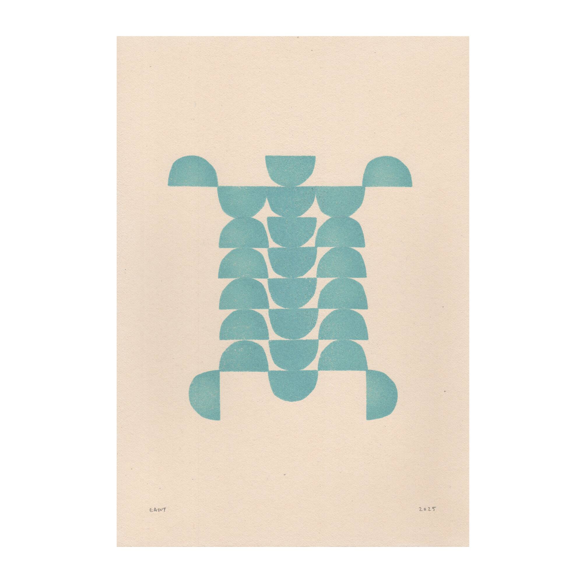 Abstract painting on B280 petrol blue paper signed Eawy