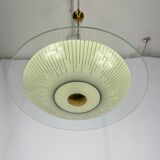 Lustre en verre incurvé du milieu du siècle des années 50