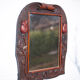 Antique wood mirror, art deco mirror, carved wood mirror tulip patterns, wall mirror, art deco