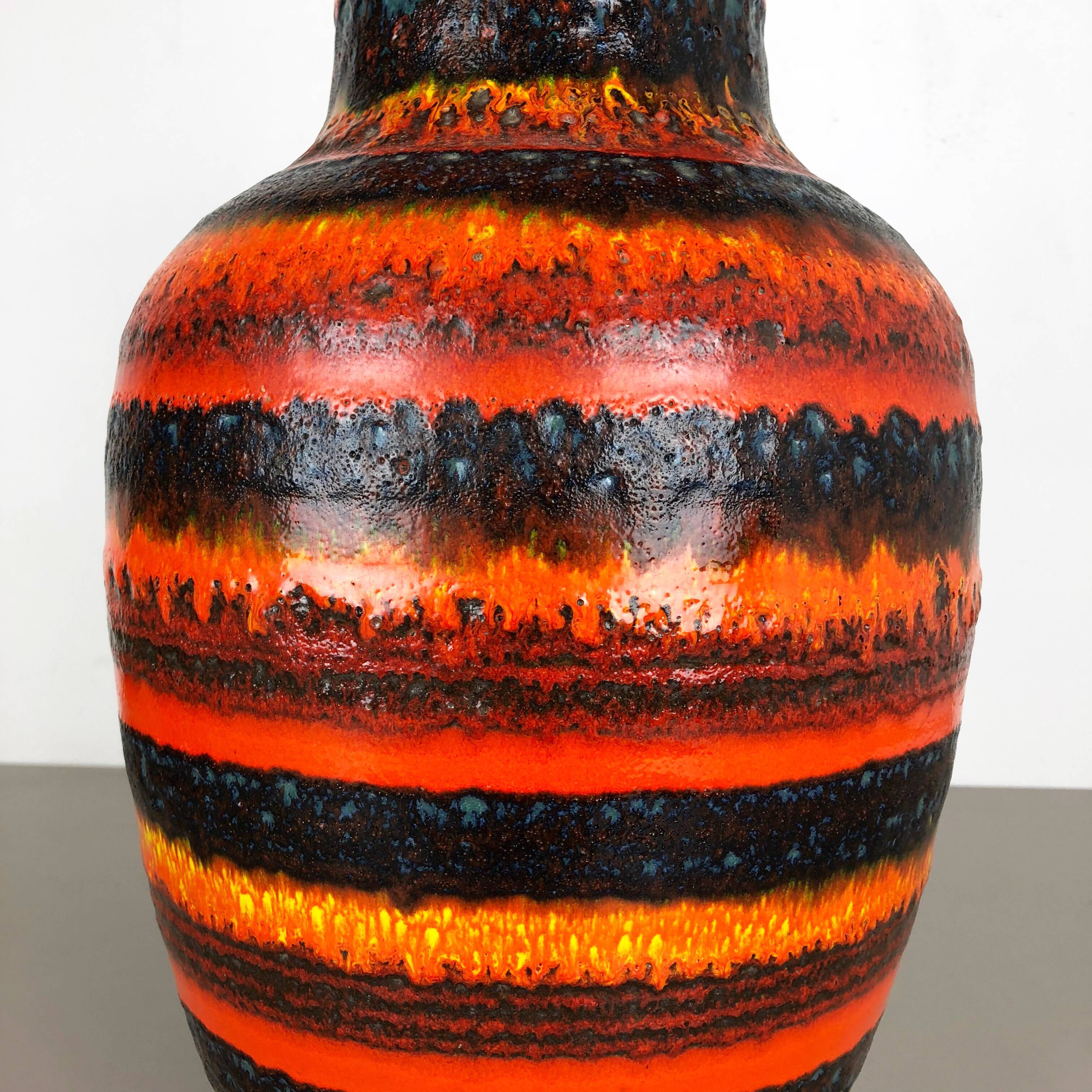 Multi-Color Pottery Fat Lava Multi-Color Floor Vase Made by Scheurich, Germany 1970s
