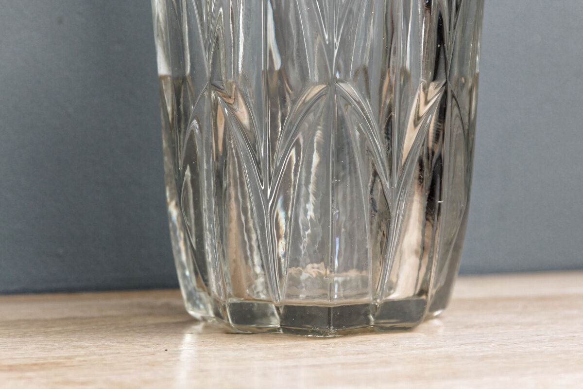 Vase art déco transparent en verre