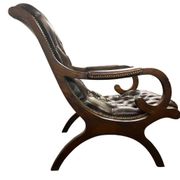 Vintage Chesterfield armchair in dark brown leather / single seat