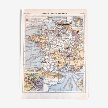 Carte de France des voies ferrées de 1929