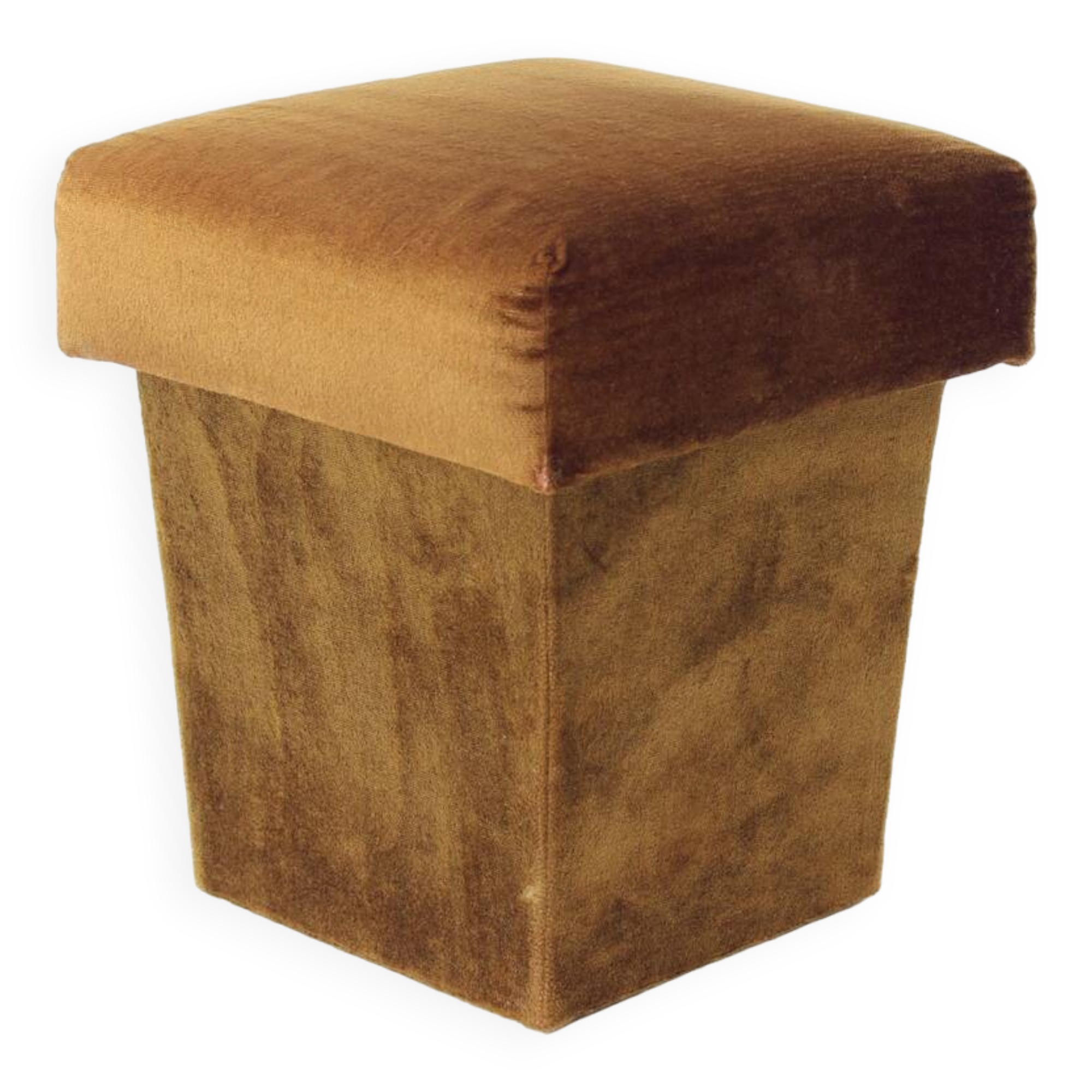 Tabouret vintage en velours marron, Tchécoslovaquie 1960