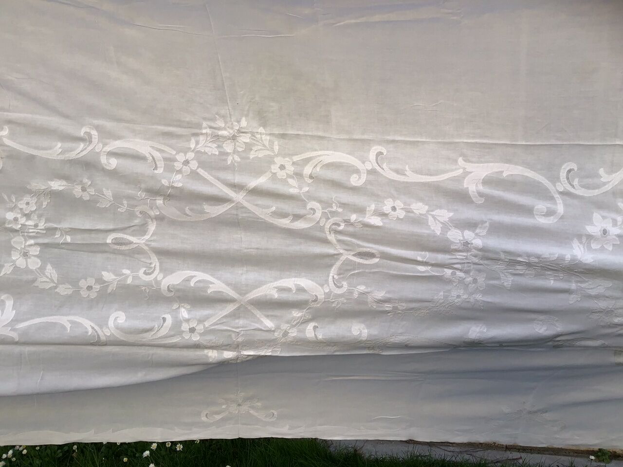 Large white ceremonial tablecloth