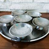 6 ice cream cups and a Guy Degrenne tray