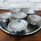 6 ice cream cups and a Guy Degrenne tray