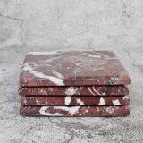 Madeji – Red Square Natural Marble Coasters - set of 4