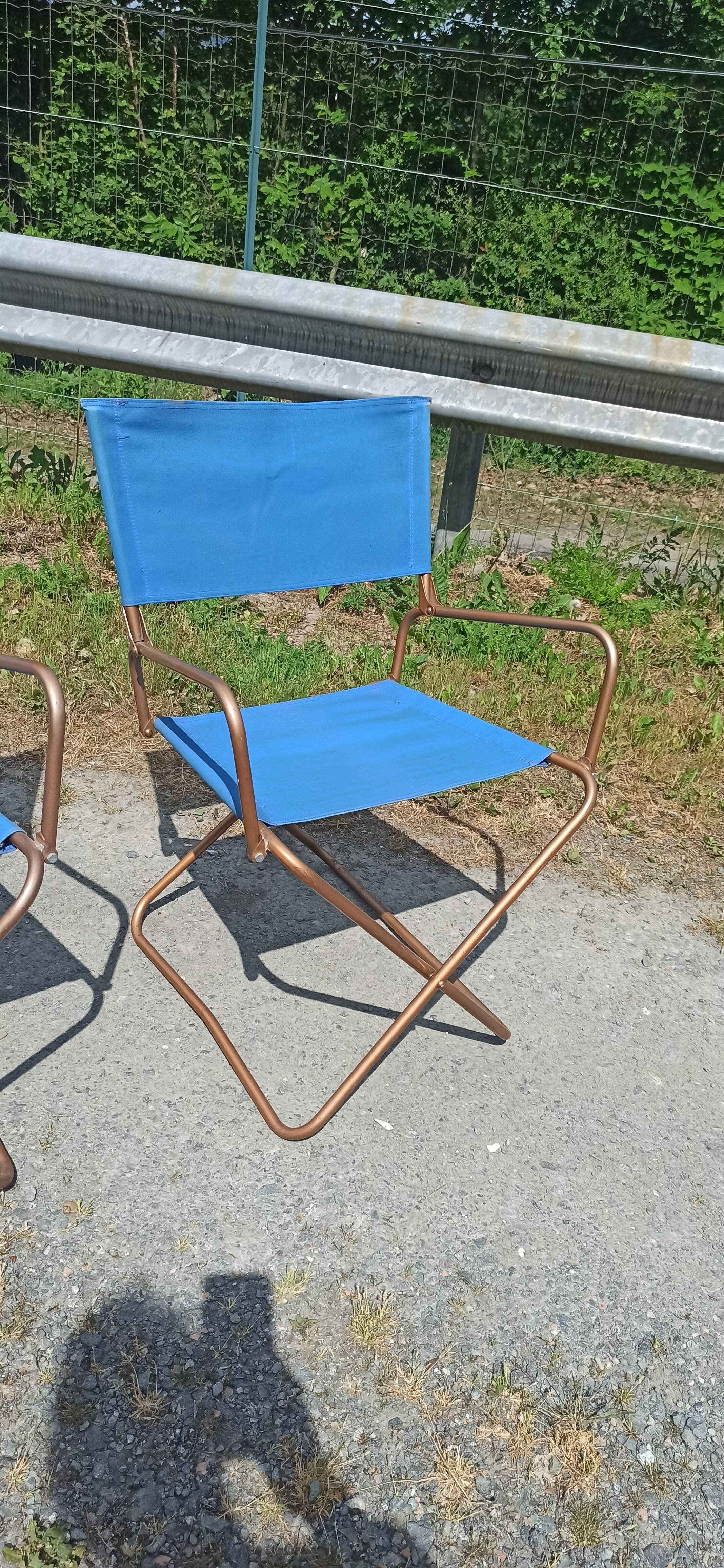 Paire de fauteuils chaises lafuma chantazur toile bleu