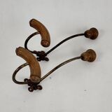 2 wooden & metal coat hooks 1900