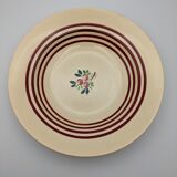Lot de 6 assiettes creuses gien france couleur beige liseré rouge décor fleur