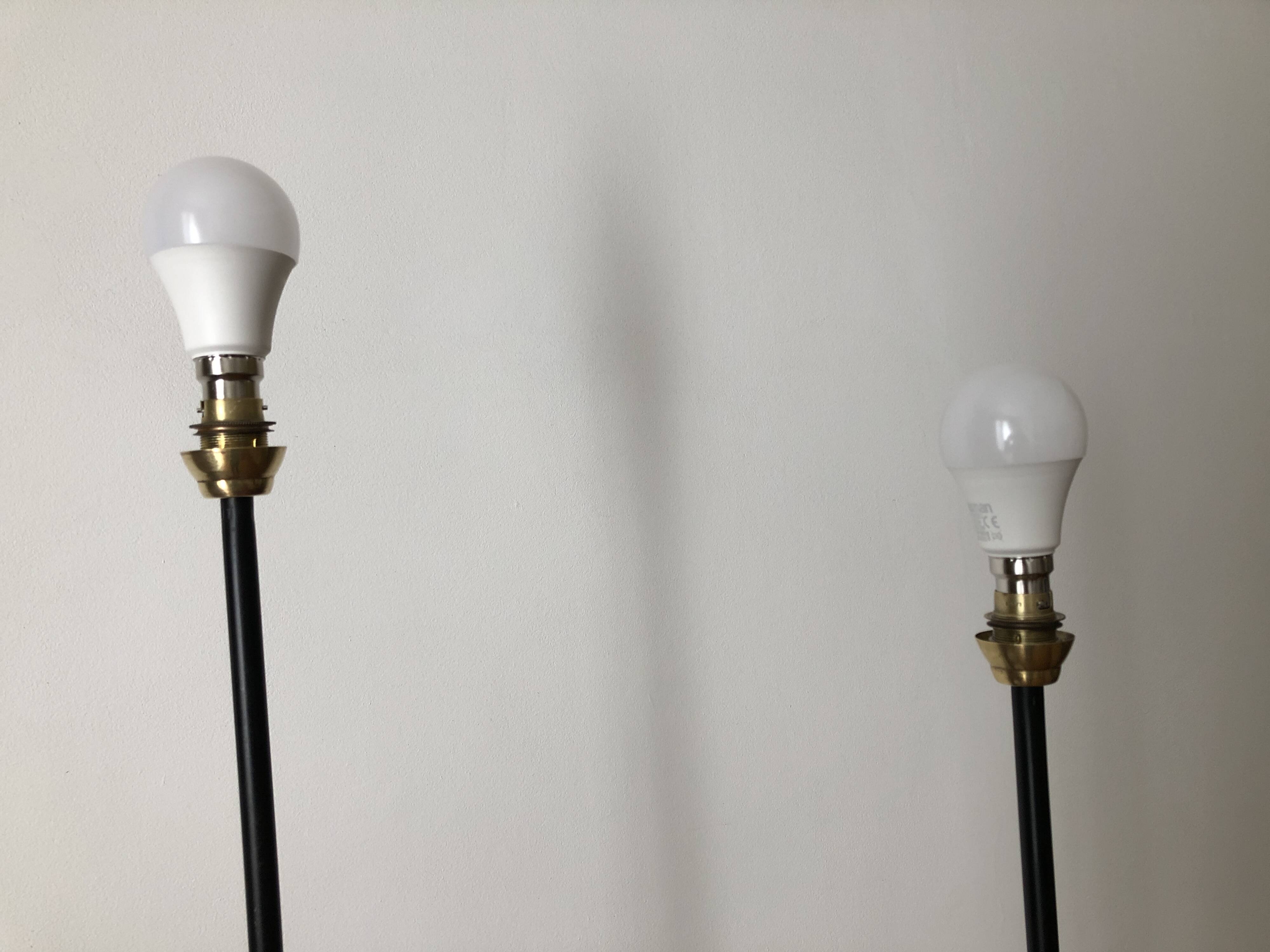 1950s-60s floor lamp with shelf and magazine holder.