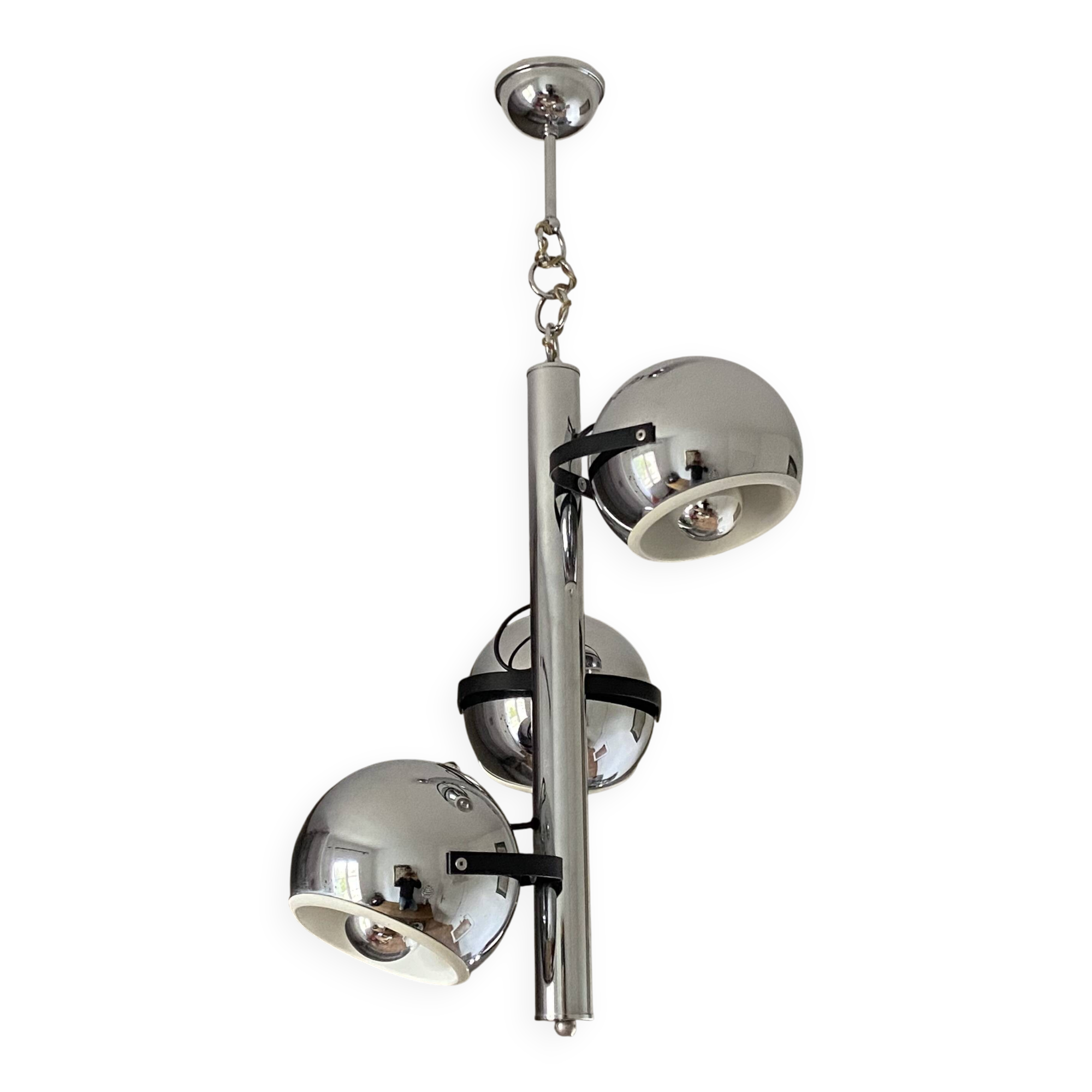 Eye Ball 3 globe pendant light. 1970. Space age.