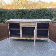 Louis XV sideboard renovated in raw oak and marquetry 3 doors 180cm