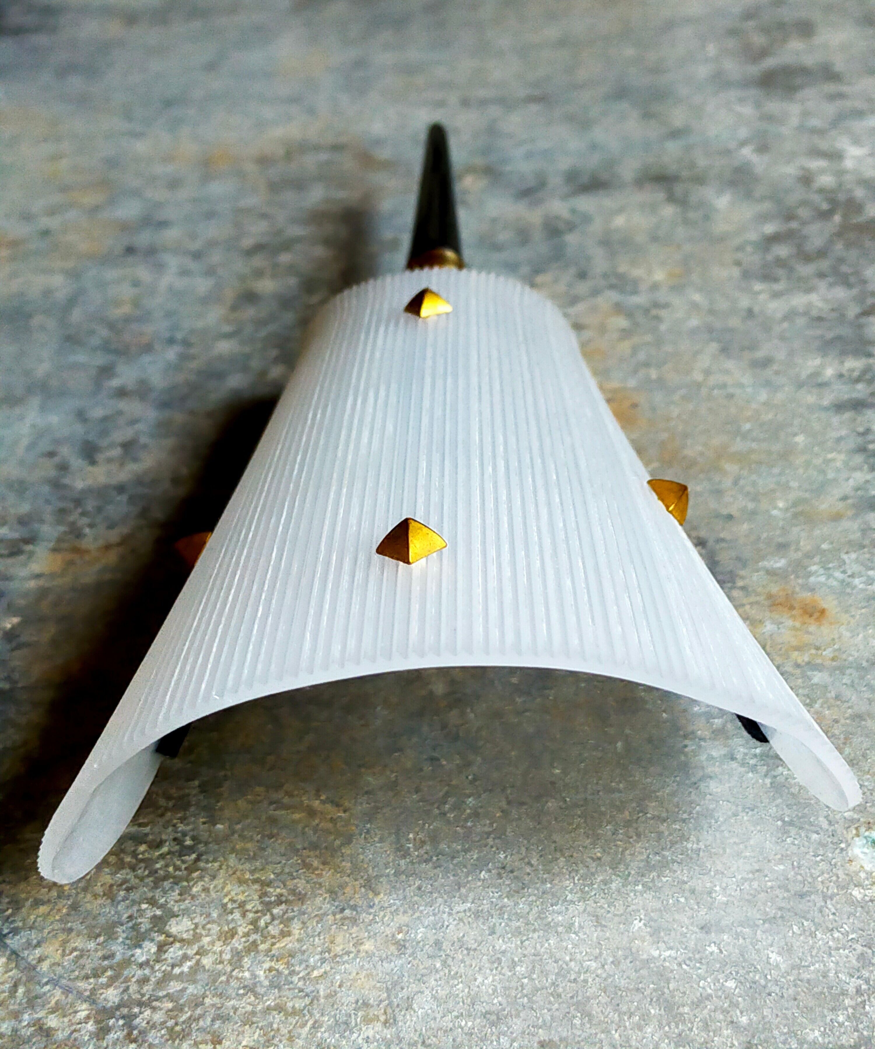 Pair of vintage plexi and bakelite 50s wall lamps