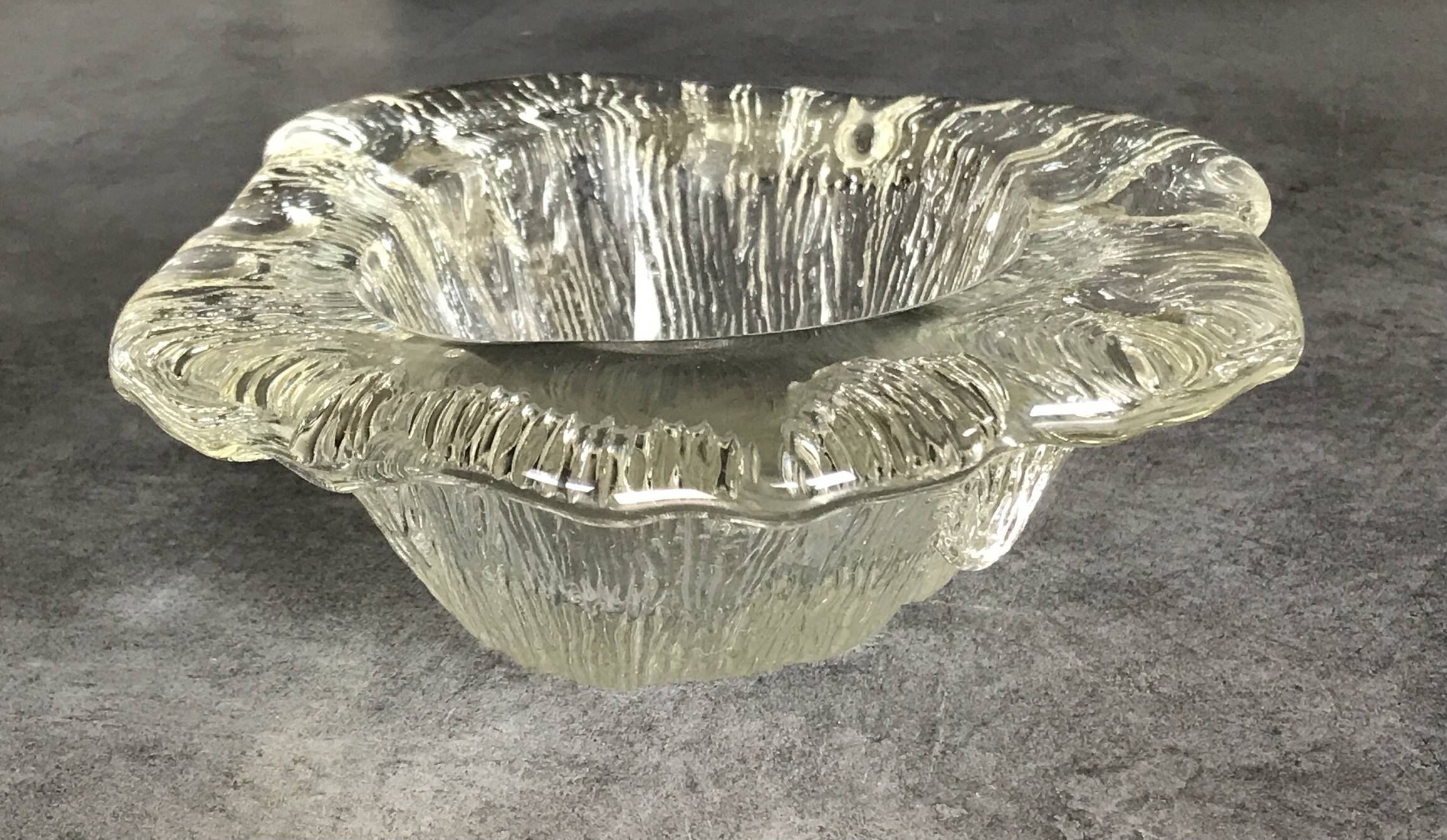 Blenko ashtray, pocket emptier in modernist glass, brutalist design, 1960