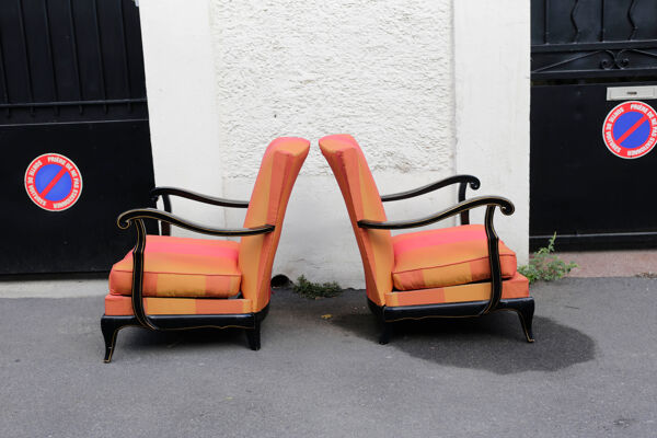 Paire De fauteuils Laqué Noir steiner