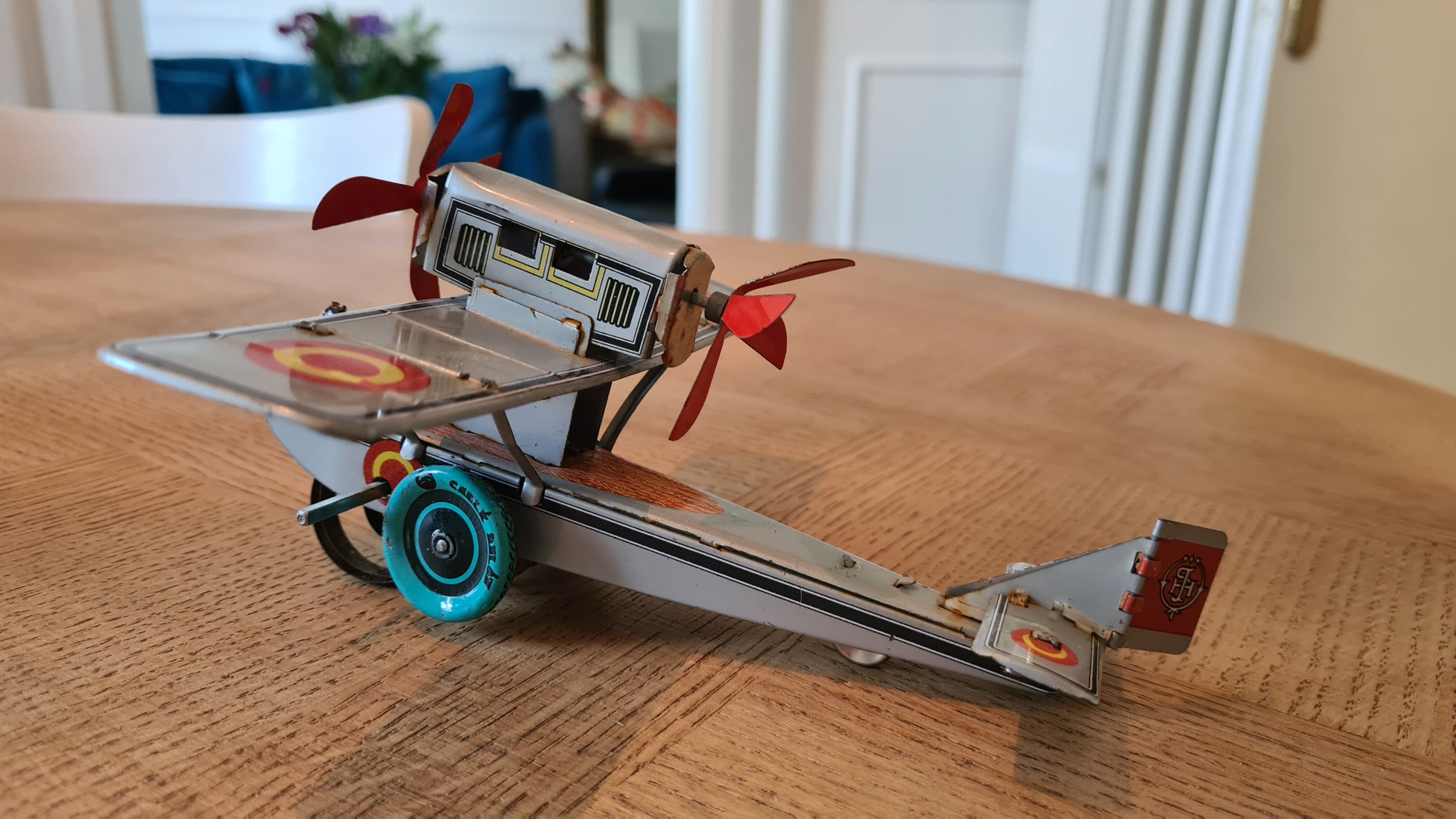 Collectible tin plane, vintage