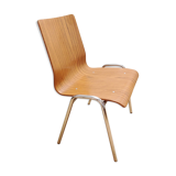 Multiplied wooden chair and chrome feet, vintage 60/70s
