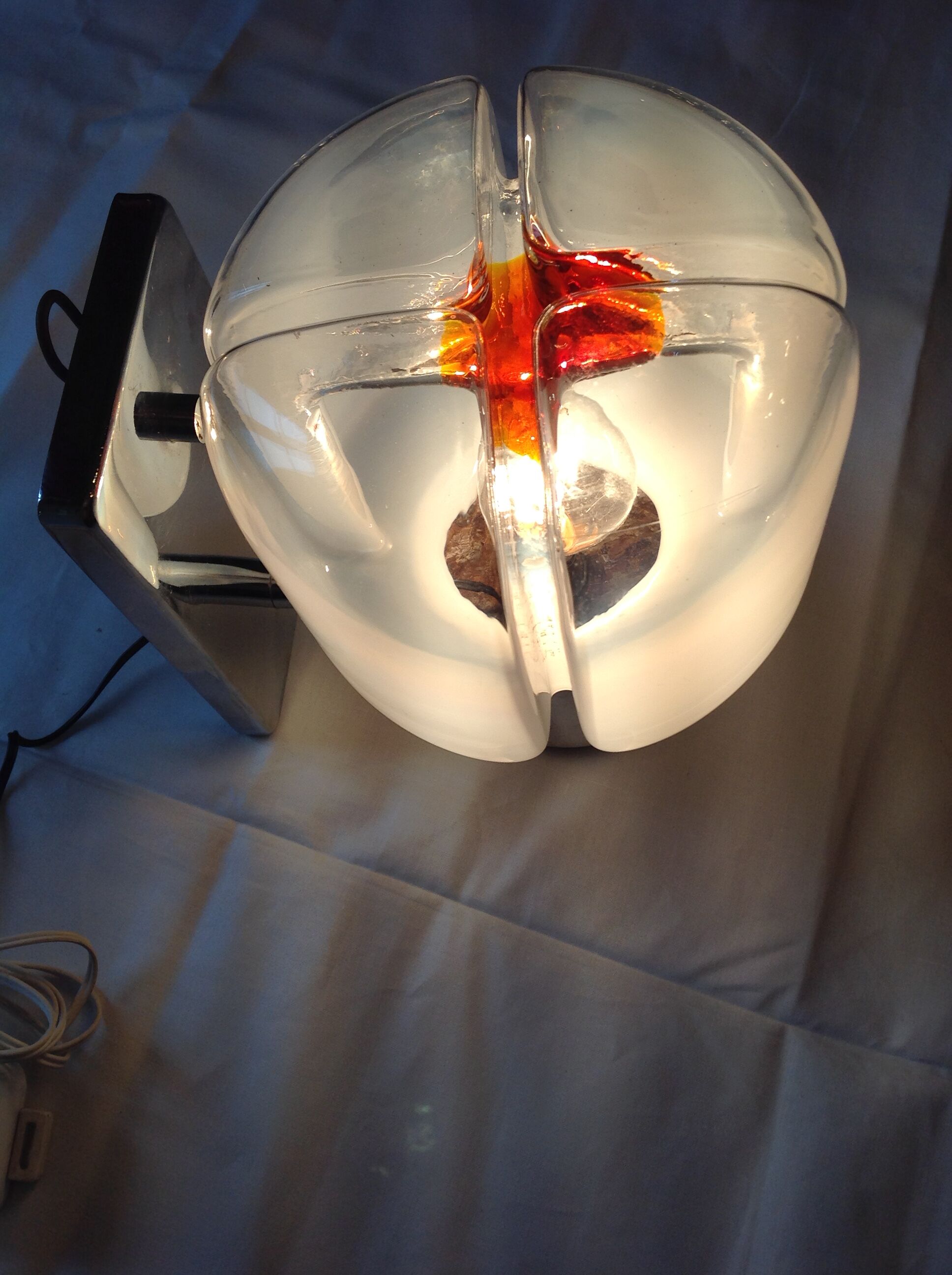 Chrome wall light with globe in Murano, year 70