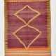 Wine Red & Orange Mid Century Modern Wool Kilim Rug, 153x239 Cm