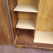 Armoire - penderie - Ancienne - Bois - Tissu Floral - Artisanal