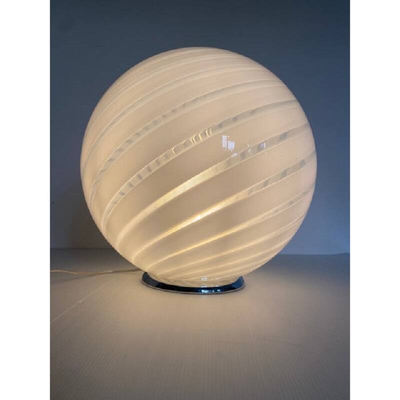 Contemporary Murano Style Spiral White Murano Glass Table Lamp