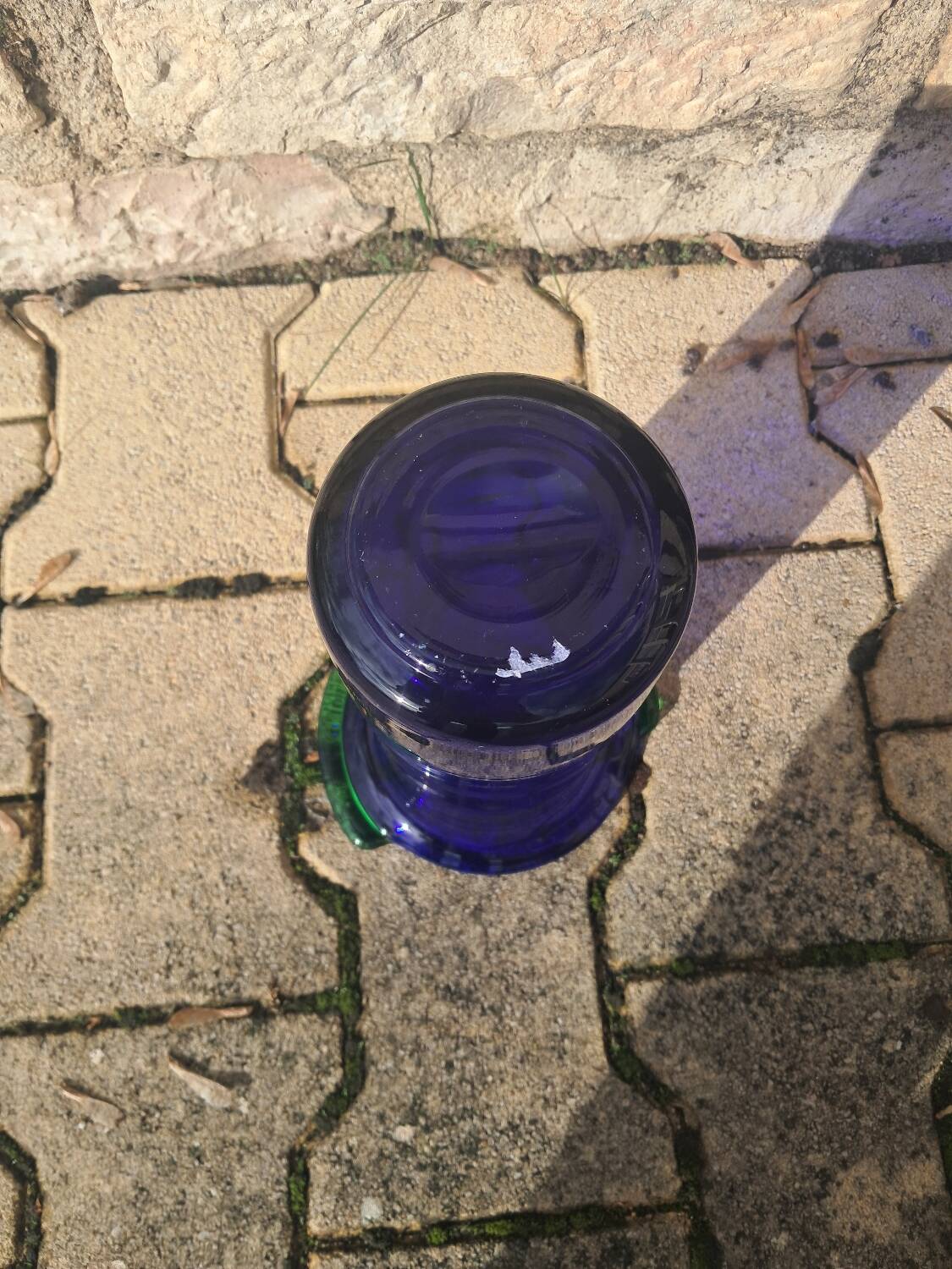 Blue blown glass vase.