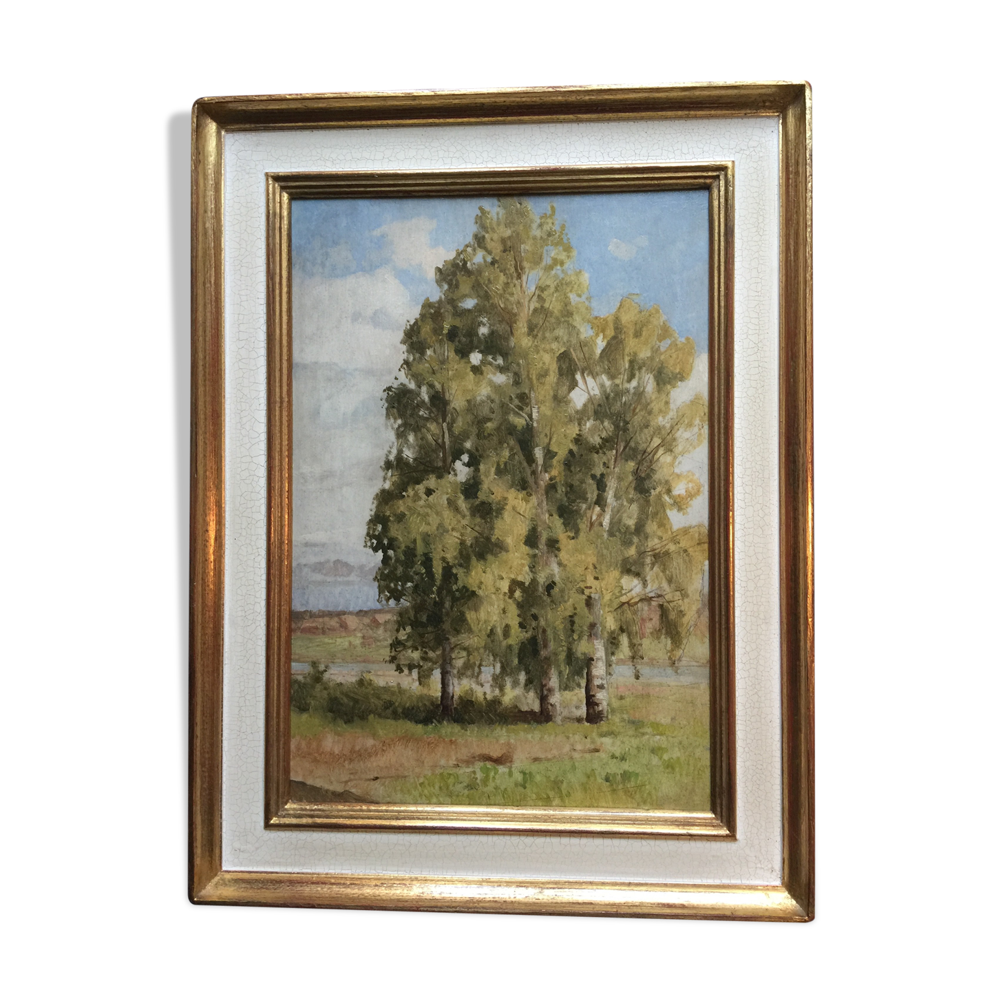 "The Birches" Original oil on wooden panel