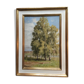 "The Birches" Original oil on wooden panel