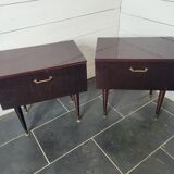 Paire de tables de chevets vintage en acajou