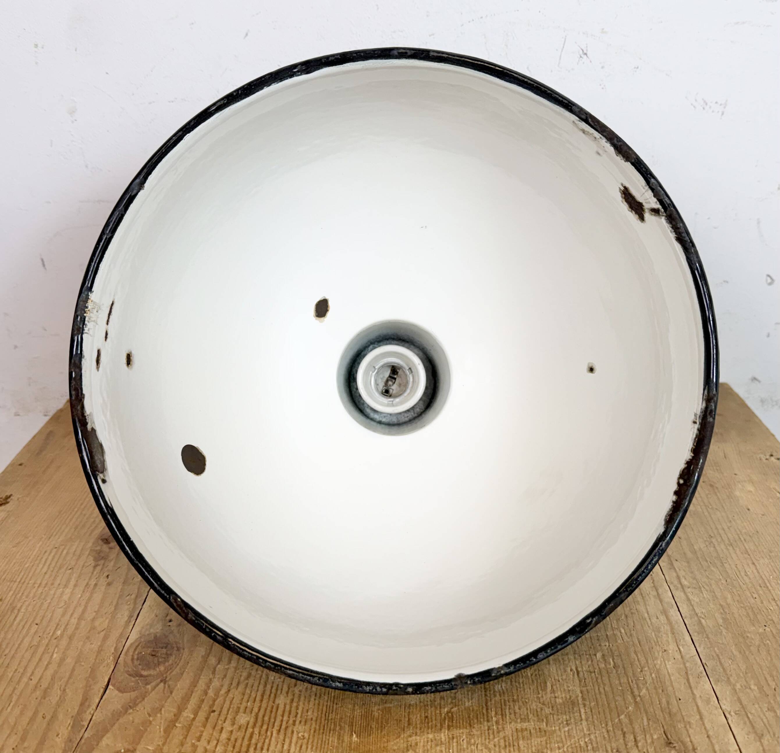 Industrial Petrol Enamel Factory Pendant Lamp, 1960s