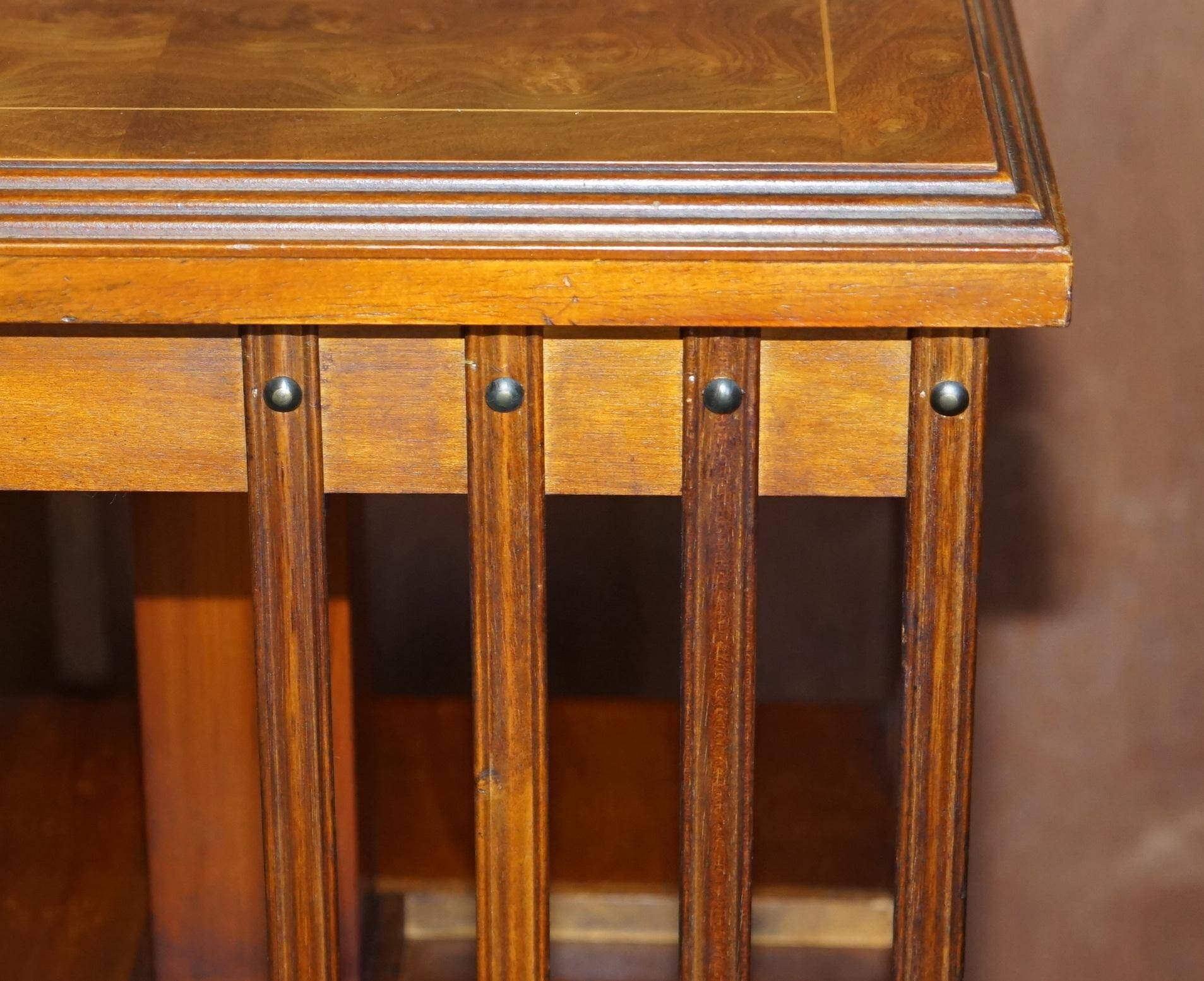 Vintage Style Sheraton Rotating Library Table in Elm and Satinwood