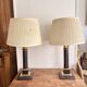 Pair of Neo-Classical Burgundy Lamps with Jansen Style Shades, Chic Le Dauphin