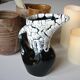 Ceramic pitcher fat lava midnight blue and white signed
